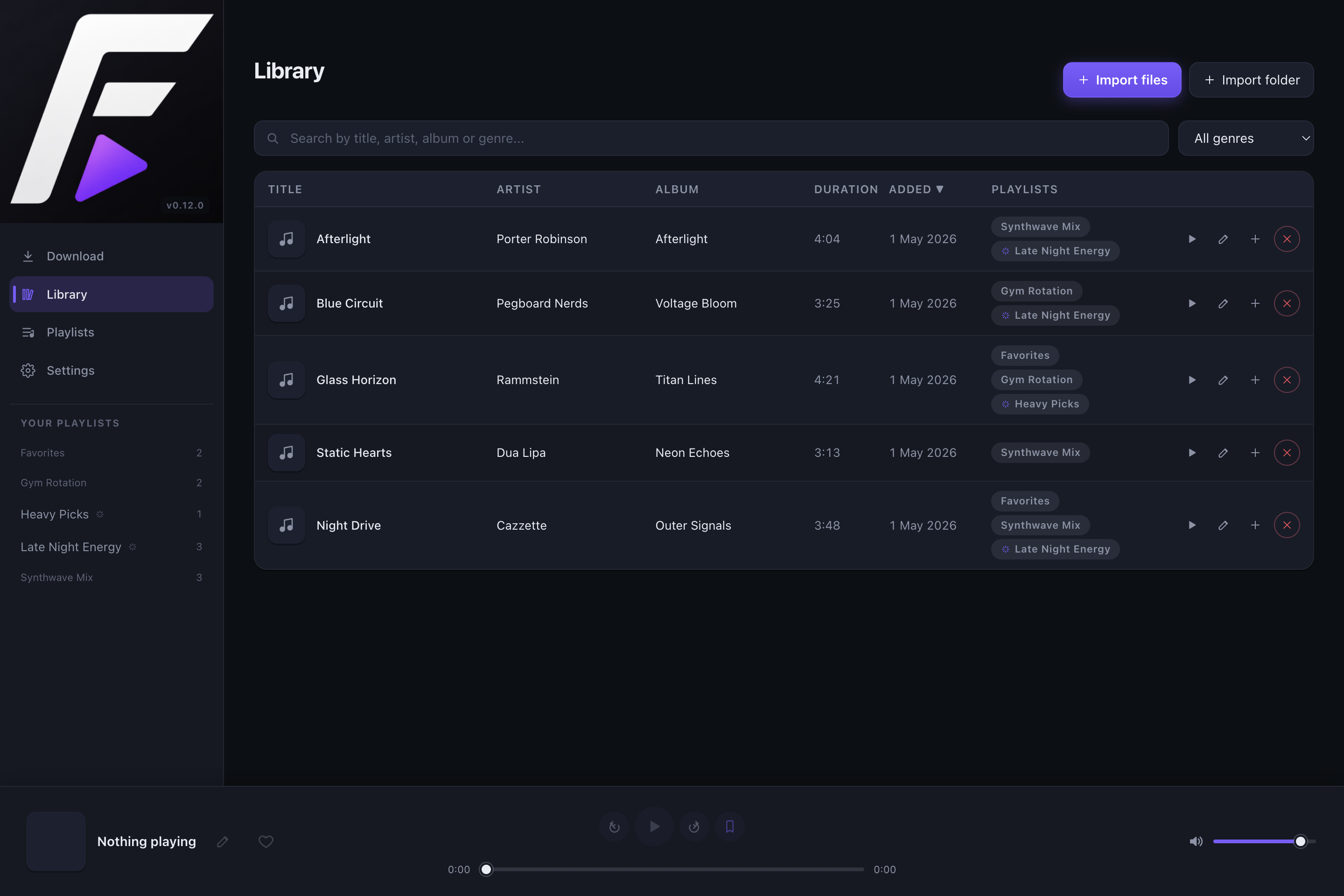 FMusic library screen